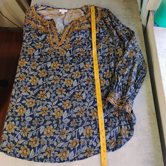 Pure Jill Long Sleeve Blouse Womens Plus 3X Embroidered Floral Boho Cottagecore - Picture 11 of 13